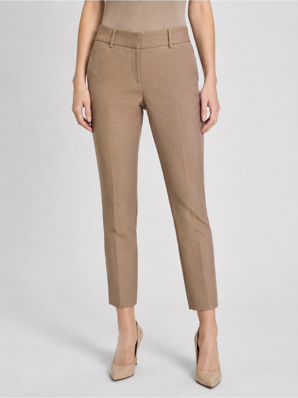 Tommy Hilfiger Slim Fit Ankle Pants Mid Rise Textured Brown Trousers Size 0 NEW